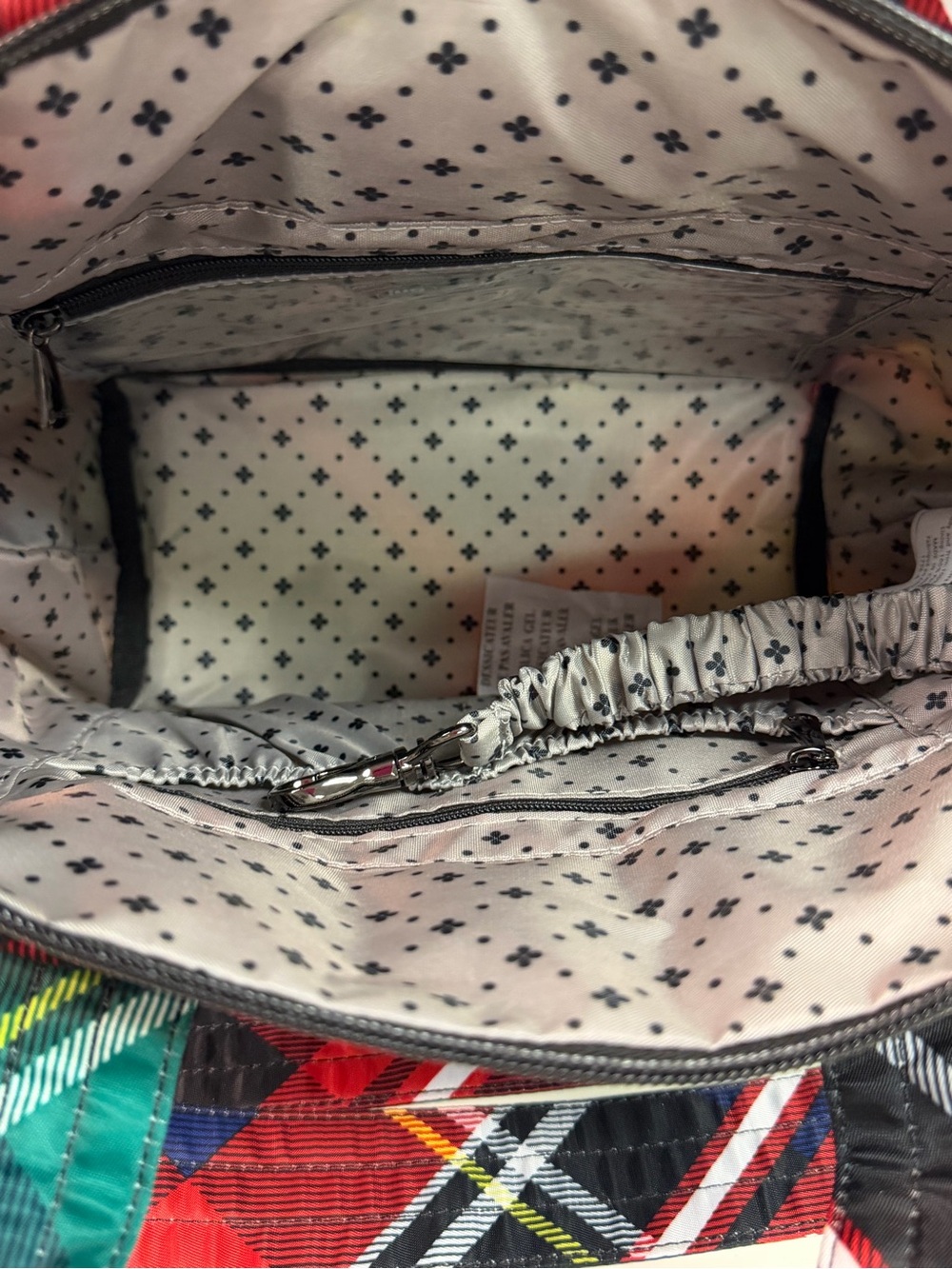 New Lug Dory Bag with Crossbody Strap in Red Plaid with Attached Key Holder - Picture 7 of 7